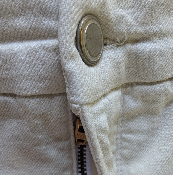 Good American Bone White Wide Leg Raw Hem Jeans Sz 15 (Sz 32) High Rise - Picture 7 of 12